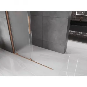 MEXEN/S - Velar Sprchová zástena posuvná Walk-in 150 x 200, dekor 8 mm, meď kartáčovaná 871-150-000-33-65