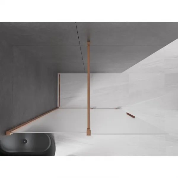 MEXEN/S - Velar Sprchová zástena posuvná Walk-in 150 x 200, dekor 8 mm, meď kartáčovaná 871-150-000-33-65