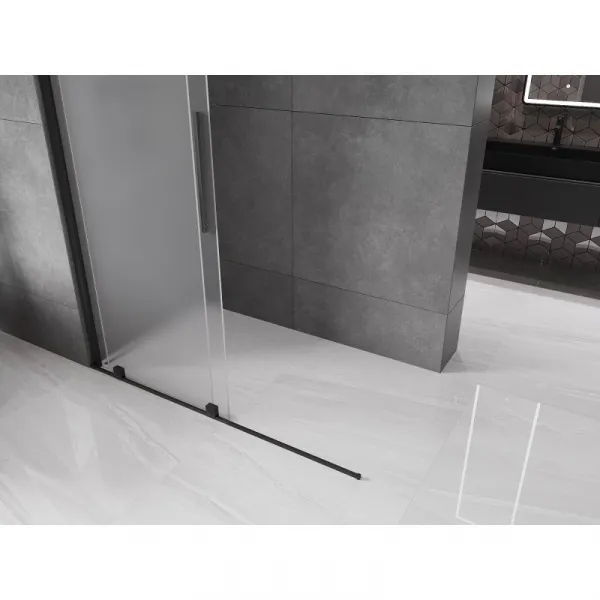 MEXEN/S - Velar Sprchová zástena posuvná Walk-in 130 x 200, dekor 8 mm, čierna 871-130-000-33-70