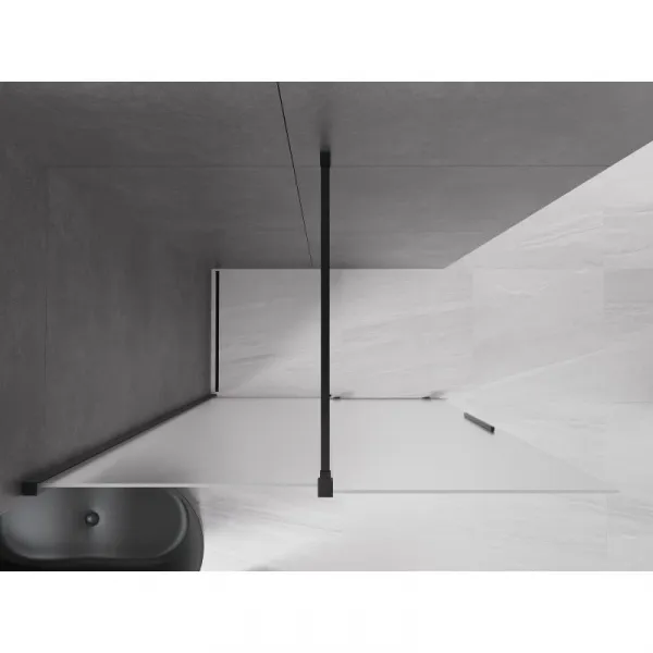 MEXEN/S - Velar Sprchová zástena posuvná Walk-in 130 x 200, dekor 8 mm, čierna 871-130-000-33-70