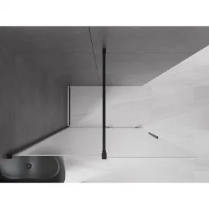 MEXEN/S - Velar Sprchová zástena posuvná Walk-in 130 x 200, dekor 8 mm, čierna 871-130-000-33-70