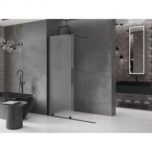 MEXEN/S - Velar Sprchová zástena posuvná Walk-in 130 x 200, dekor 8 mm, čierna 871-130-000-33-70