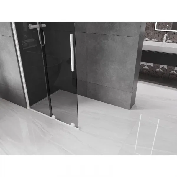 MEXEN/S - Velar Sprchová zástena posuvná Walk-in 85 x 200, grafit 8 mm, biela 871-085-000-43-20