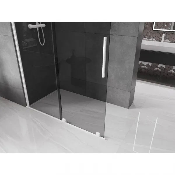 MEXEN/S - Velar Sprchová zástena posuvná Walk-in 130 x 200, grafit 8 mm, biela 871-130-000-43-20