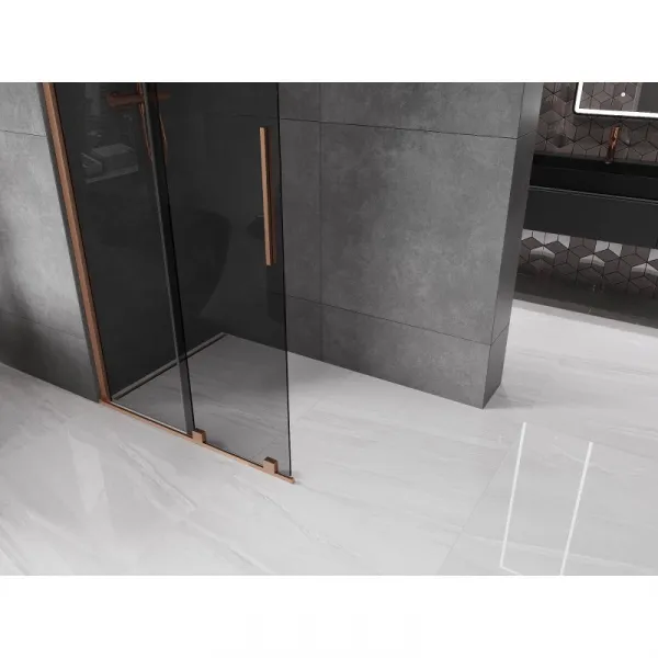 MEXEN/S - Velar Sprchová zástena posuvná Walk-in 70 x 200, grafit 8 mm, meď kartáčovaná 871-070-000-43-65