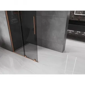 MEXEN/S - Velar Sprchová zástena posuvná Walk-in 70 x 200, grafit 8 mm, meď kartáčovaná 871-070-000-43-65