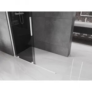 MEXEN/S - Velar Sprchová zástena posuvná Walk-in 130 x 200, grafit 8 mm, biela 871-130-000-43-20