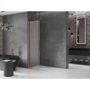 MEXEN/S - Velar Sprchová zástena posuvná Walk-in 80 x 200, dekor 8 mm, meď kartáčovaná 871-080-000-33-65