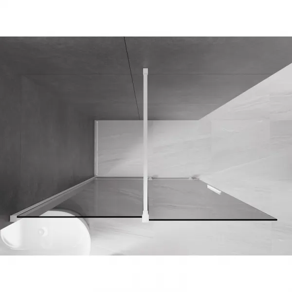 MEXEN/S - Velar Sprchová zástena posuvná Walk-in 150 x 200, grafit 8 mm, biela 871-150-000-43-20
