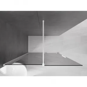 MEXEN/S - Velar Sprchová zástena posuvná Walk-in 150 x 200, grafit 8 mm, biela 871-150-000-43-20