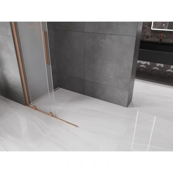 MEXEN/S - Velar Sprchová zástena posuvná Walk-in 100 x 200, dekor 8 mm, meď kartáčovaná 871-100-000-33-65
