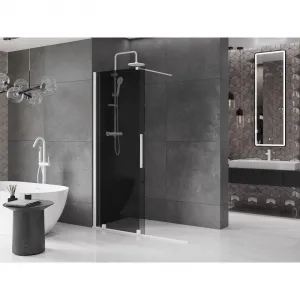 MEXEN/S - Velar Sprchová zástena posuvná Walk-in 130 x 200, grafit 8 mm, biela 871-130-000-43-20