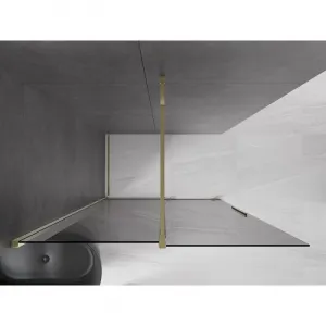 MEXEN/S - Velar Sprchová zástena posuvná Walk-in 150 x 200, grafit 8 mm, zlato 871-150-000-43-50