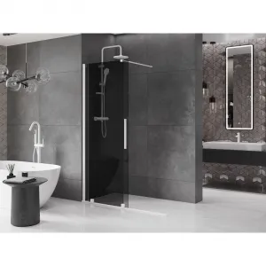 MEXEN/S - Velar Sprchová zástena posuvná Walk-in 150 x 200, grafit 8 mm, biela 871-150-000-43-20