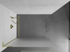 MEXEN/S - Kioto L Sprchová zástena WALK-IN 120 x 200, dekor, zlatá 800-120-103-50-30