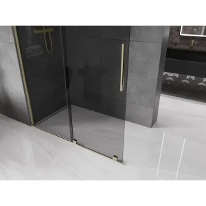 MEXEN/S - Velar Sprchová zástena posuvná Walk-in 150 x 200, grafit 8 mm, zlato 871-150-000-43-50