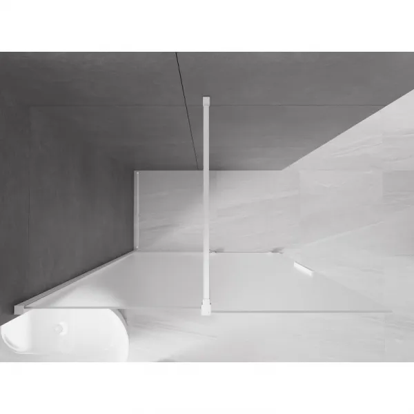 MEXEN/S - Velar Sprchová zástena posuvná Walk-in 130 x 200, dekor 8 mm, biela 871-130-000-33-20