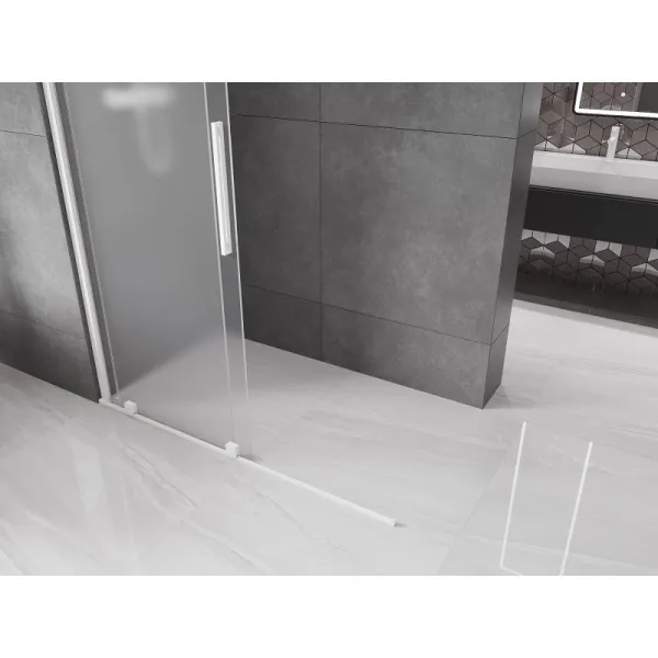 MEXEN/S - Velar Sprchová zástena posuvná Walk-in 130 x 200, dekor 8 mm, biela 871-130-000-33-20
