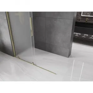 MEXEN/S - Velar Sprchová zástena posuvná Walk-in 130 x 200, dekor 8 mm, zlato 871-130-000-33-50