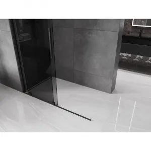 MEXEN/S - Velar Sprchová zástena posuvná Walk-in 130 x 200, grafit 8 mm, čierna 871-130-000-43-70