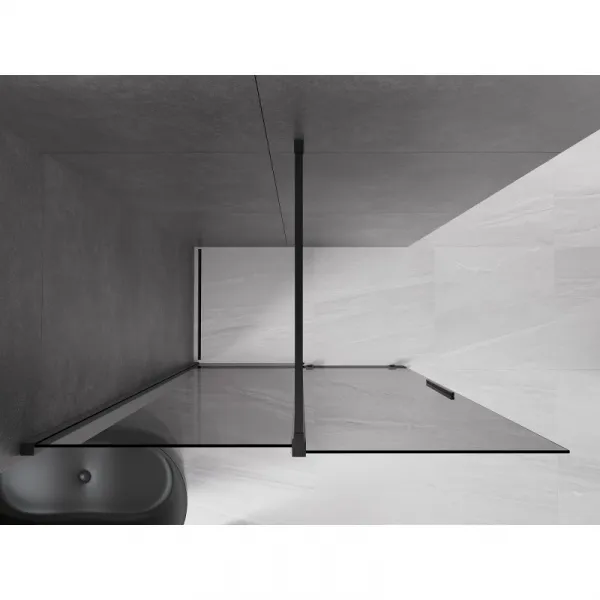 MEXEN/S - Velar Sprchová zástena posuvná Walk-in 130 x 200, grafit 8 mm, čierna 871-130-000-43-70