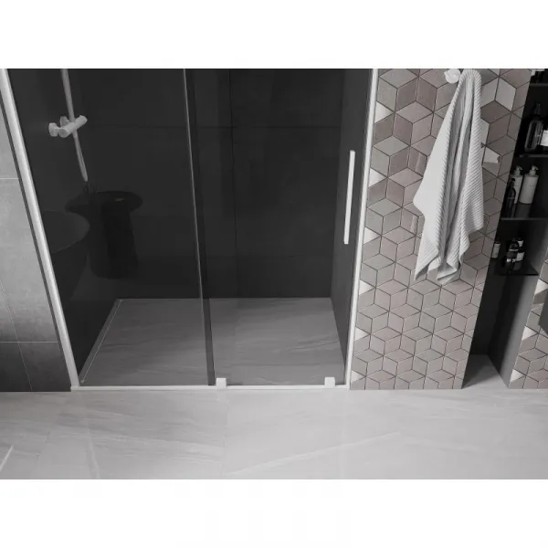 MEXEN/S - Velár posuvné sprchové dvere 150, grafit, biela 871-150-000-41-20