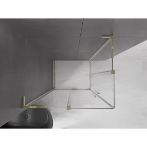 MEXEN/S - Velar L Duo sprchovací kút, posuvné dvere 100 x 90, transparent, zlato 871-100-090-02-03-50