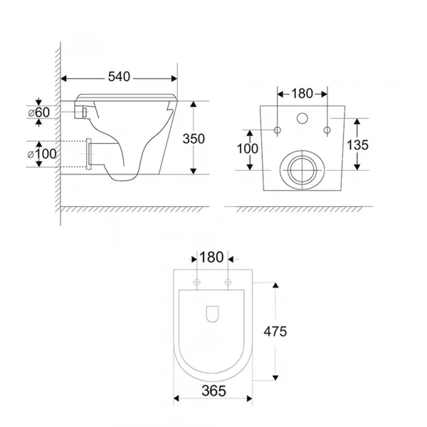 Mereo WC závesné kapotované, Smart Flush RIMLESS, 365x375x540, keramické, vr. sedátka CSS125 VSD85T1