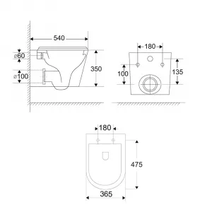 Mereo WC závesné kapotované, Smart Flush RIMLESS, 365x375x540, keramické, vr. sedátka CSS125 VSD85T1