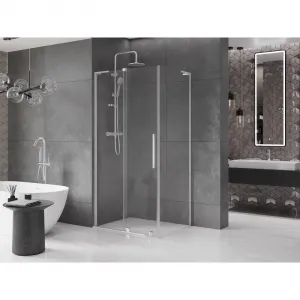 MEXEN/S - Velar L sprchovací kút, posuvné dvere 100 x 80, transparent, chróm 871-100-080-03-01