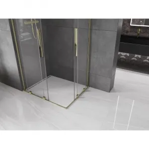 MEXEN/S - Velar L Duo sprchovací kút, posuvné dvere 100 x 90, transparent, zlato 871-100-090-02-03-50