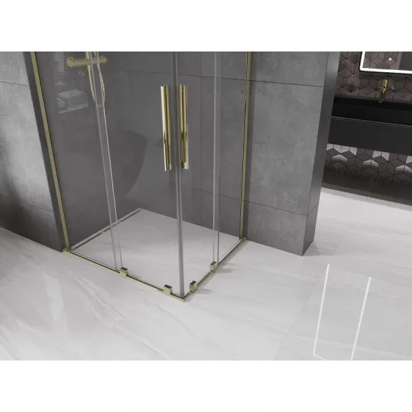 MEXEN/S - Velar L Duo sprchovací kút, posuvné dvere 100 x 90, transparent, zlato 871-100-090-02-03-50