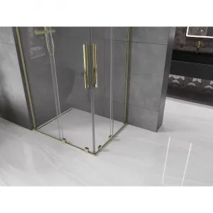 MEXEN/S - Velar L Duo sprchovací kút, posuvné dvere 100 x 90, transparent, zlato 871-100-090-02-03-50