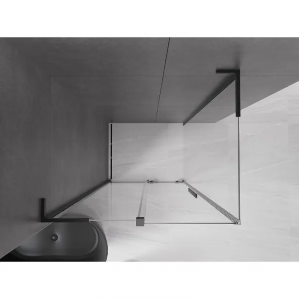 MEXEN/S - Velar L sprchovací kút, posuvné dvere 100 x 80, transparent, čierna 871-100-080-03-70
