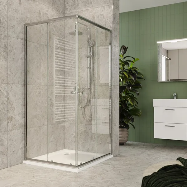 MEREO Mereo Kora Lite sprchový set: sprchovací kút 90x90x185 cm, chróm ALU, sklo číre, 90 cm, vanička, sifón CK34123ZN