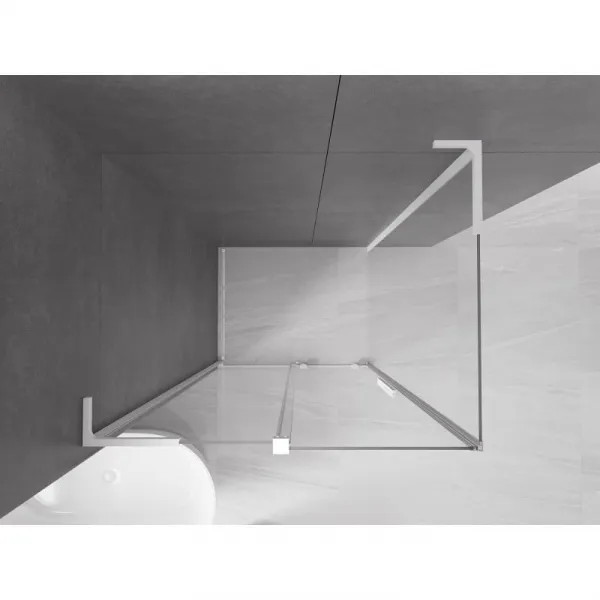 MEXEN/S - Velar L sprchovací kút, posuvné dvere 110 x 100, transparent, biela 871-110-100-03-20