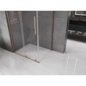 MEXEN/S - Velar L sprchovací kút, posuvné dvere 100 x 80, transparent, meď kartáčovaná 871-100-080-03-65