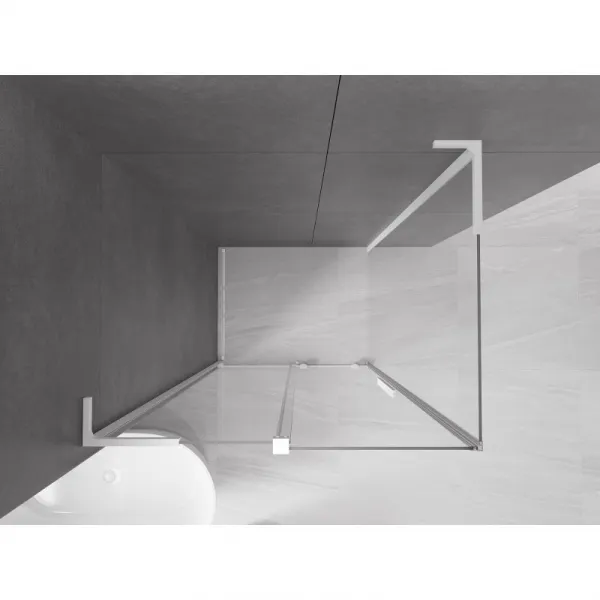 MEXEN/S - Velar L sprchovací kút, posuvné dvere 100 x 80, transparent, biela 871-100-080-03-20