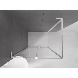 MEXEN/S - Velar L sprchovací kút, posuvné dvere 100 x 80, transparent, biela 871-100-080-03-20