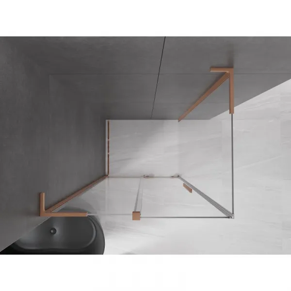 MEXEN/S - Velar L sprchovací kút, posuvné dvere 100 x 85, transparent, meď kartáčovaná 871-100-085-03-65