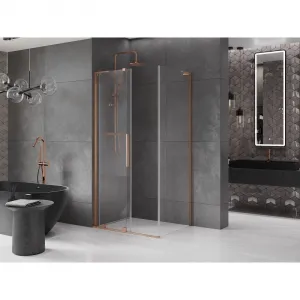 MEXEN/S - Velar L sprchovací kút, posuvné dvere 100 x 85, transparent, meď kartáčovaná 871-100-085-03-65