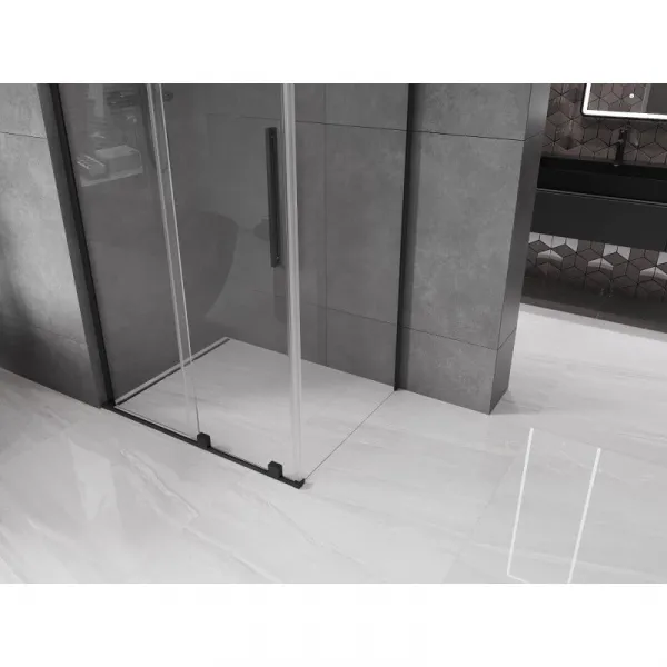 MEXEN/S - Velar L sprchovací kút, posuvné dvere 100 x 80, transparent, čierna 871-100-080-03-70