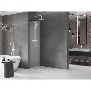 MEXEN/S - Velar L Sprchová zástena posuvná Walk-in 100 x 200, dekor 8 mm, biela 871-100-003-33-20