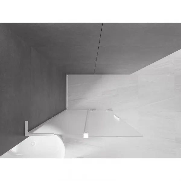 MEXEN/S - Velar L Sprchová zástena posuvná Walk-in 100 x 200, dekor 8 mm, biela 871-100-003-33-20