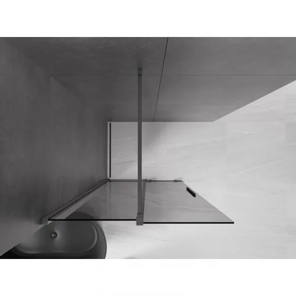 MEXEN/S - Velar Sprchová zástena posuvná Walk-in 80 x 200, grafit 8 mm, grafit kartáčovaná 871-080-000-43-66