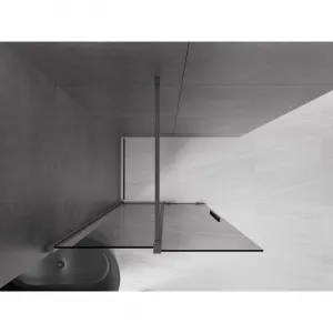 MEXEN/S - Velar Sprchová zástena posuvná Walk-in 80 x 200, grafit 8 mm, grafit kartáčovaná 871-080-000-43-66