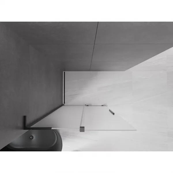 MEXEN/S - Velar L Sprchová zástena posuvná Walk-in 100 x 200, dekor 8 mm, čierna 871-100-003-33-70
