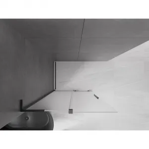MEXEN/S - Velar L Sprchová zástena posuvná Walk-in 100 x 200, dekor 8 mm, čierna 871-100-003-33-70