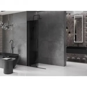 MEXEN/S - Velar L Sprchová zástena posuvná Walk-in 90 x 200, grafit 8 mm, čierna 871-090-003-43-70
