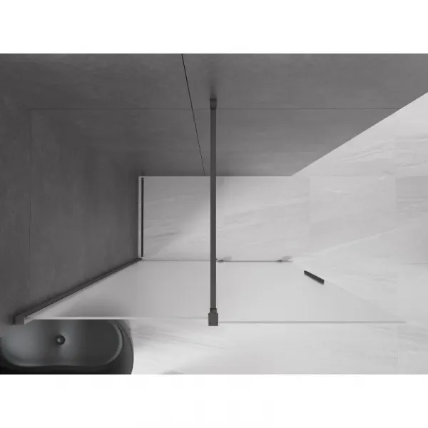 MEXEN/S - Velar Sprchová zástena posuvná Walk-in 150 x 200, dekor 8 mm, grafit kartáčovaná 871-150-000-33-66